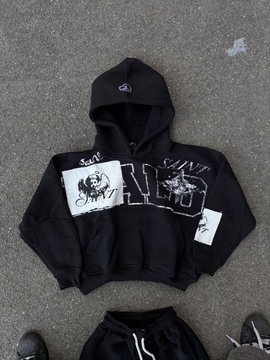 "Halo" Slight-Cropped Hoodie Black